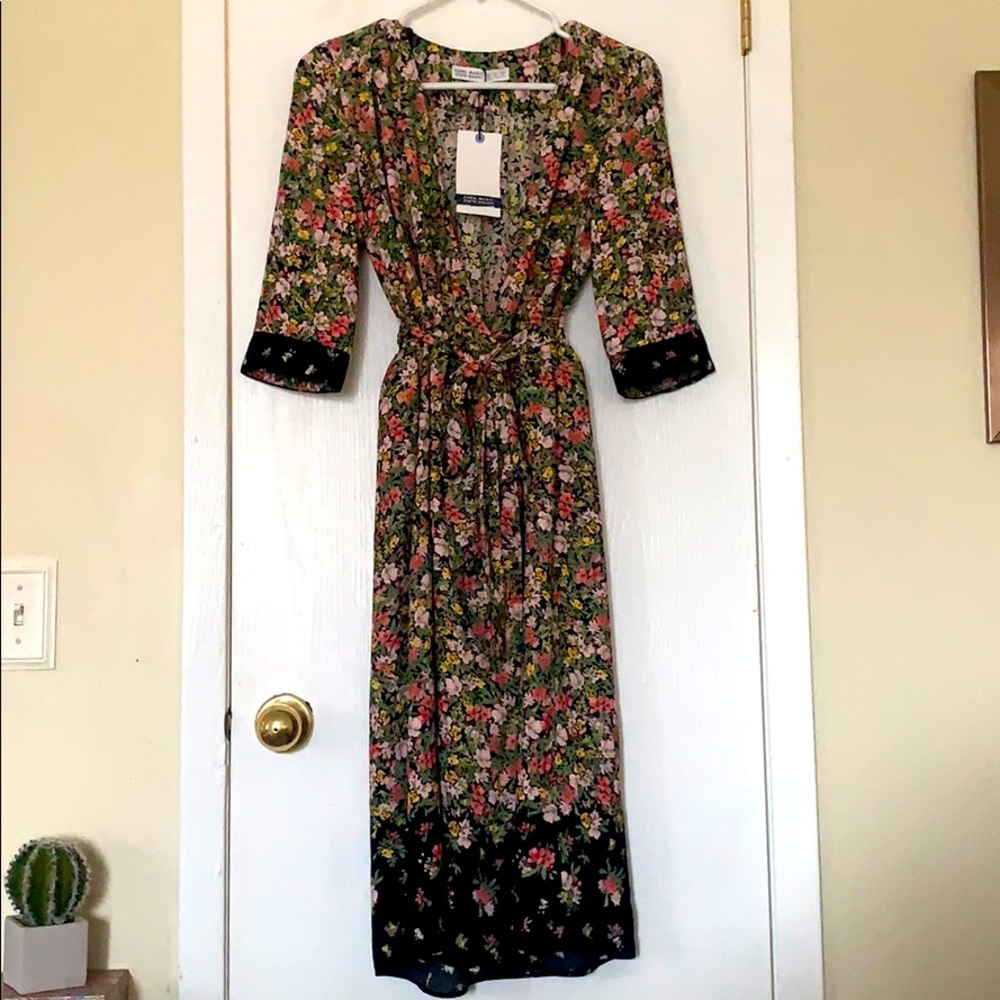 ZARA Floral Basic Wrap Dress